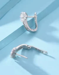 Cubic Zirconia Floral Hoop Earrings2