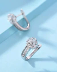 Cubic Zirconia Floral Hoop Earrings3