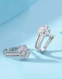 Cubic Zirconia Floral Hoop Earrings4