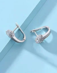Cubic Zirconia Floral Hoop Earrings5