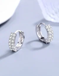 Double-Row Cubic Zirconia Huggie Hoop Earrings2