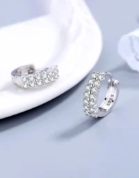 Double-Row Cubic Zirconia Huggie Hoop Earrings3