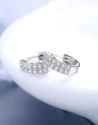 Double-Row Cubic Zirconia Huggie Hoop Earrings4