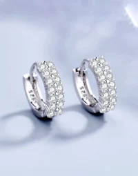 Double-Row Cubic Zirconia Huggie Hoop Earrings5
