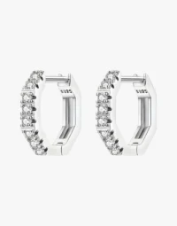 Hexagonal Hoop Earrings with Cubic Zirconia