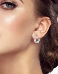 Hexagonal Hoop Earrings with Cubic Zirconia2