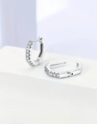 Hexagonal Hoop Earrings with Cubic Zirconia3