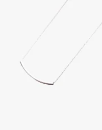 London-Made 925 Sterling Silver Curved Bar Necklace – Minimalist Box Chain2