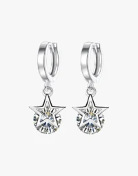 Stellar Sparkle Silver Star Drop Earrings