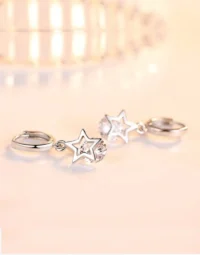 Stellar Sparkle Silver Star Drop Earrings2