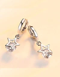 Stellar Sparkle Silver Star Drop Earrings3