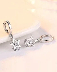 Stellar Sparkle Silver Star Drop Earrings5