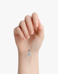 925 Sterling Silver Solitaire Moissanite Pendant Necklace1